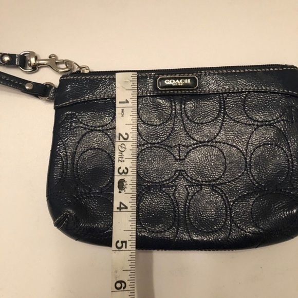 Coach signature stitched patent leather wristlet